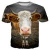Funny Cow Pattern T-Shirt For Men Cute Animal 3D Printed T Shirts Summer Breathable Loose O-Neck Unisex Tops Short Sleeve Tees
