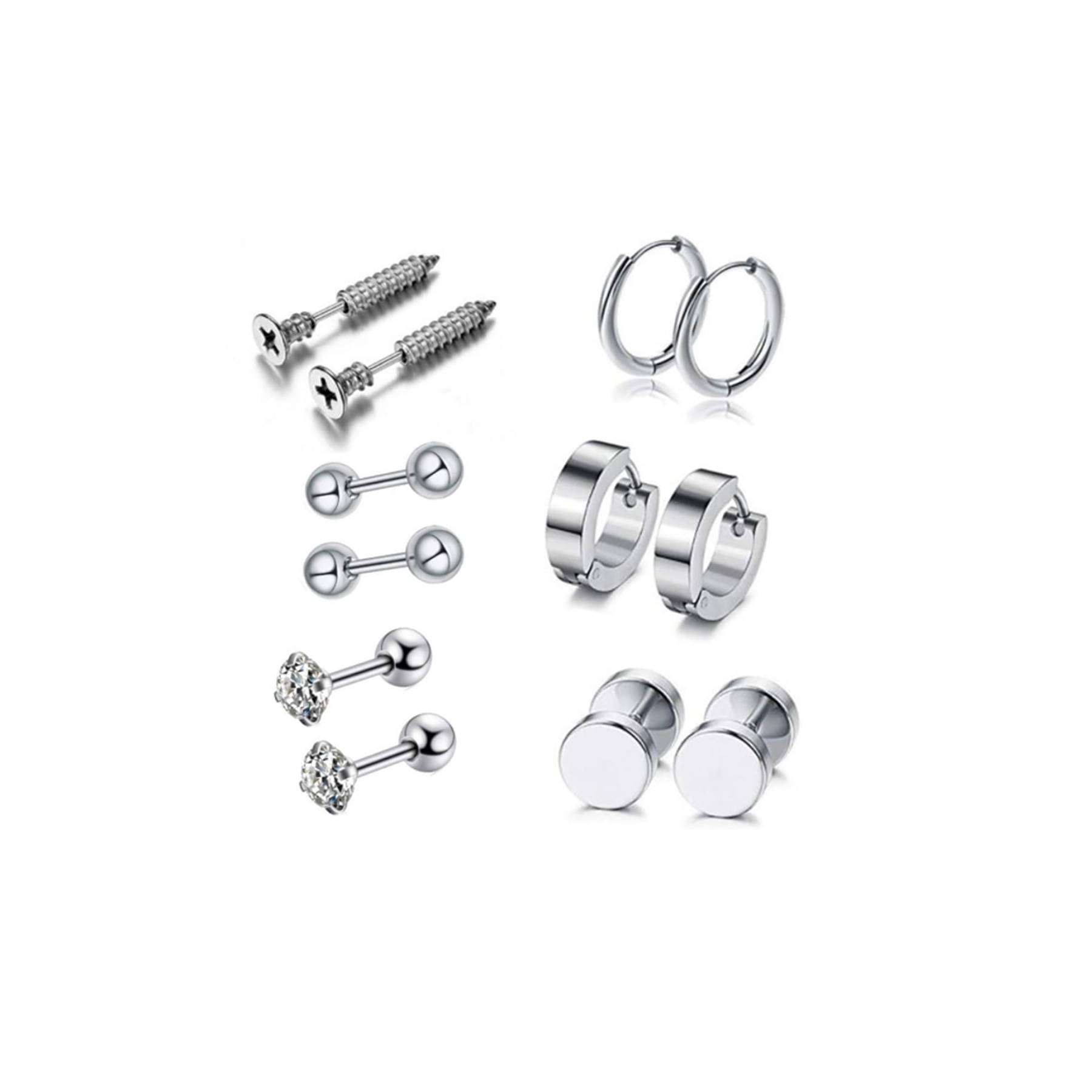 

Серебряные стальные 6 комплектов женских и мужских серег Ep41От