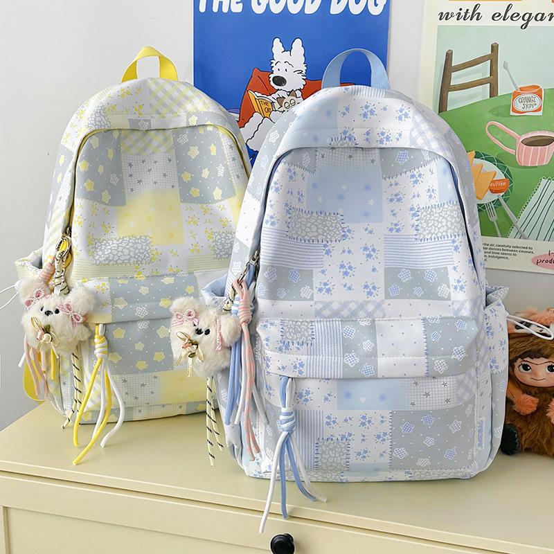School bag new cute and sweet student backpack cartoon star print middle and high school backpack, Korean style INS casual backpack