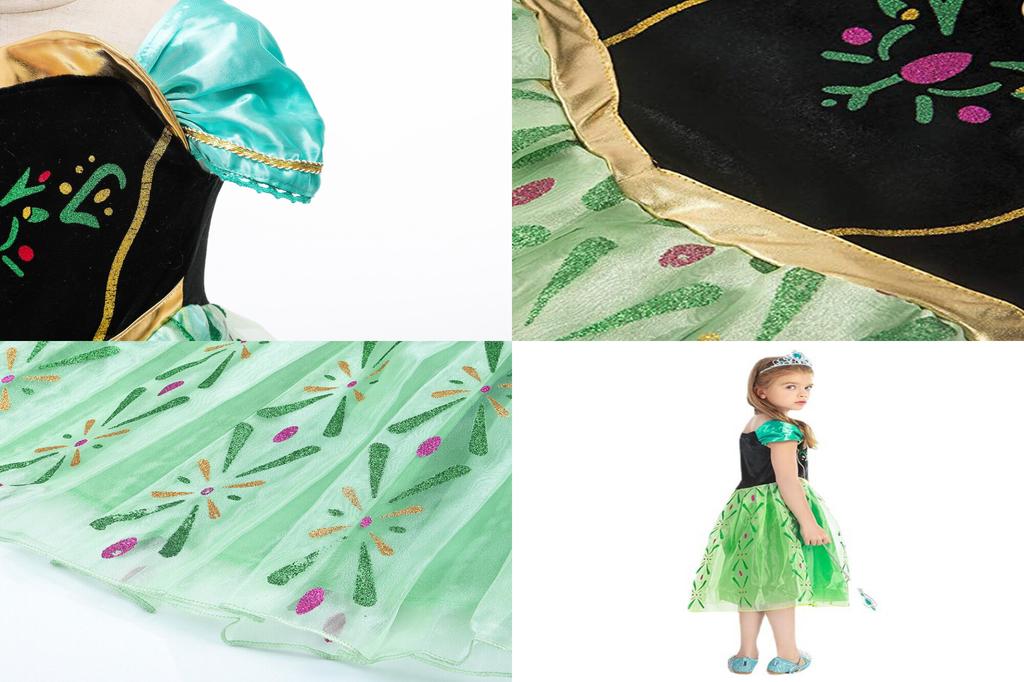 Vestito Cosplay Elegante Regina Anna di Frozen per Bambina con Accessori