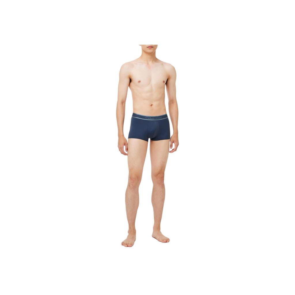Calvin Klein Logo Elastic Mid-Rise Breathable Boxer Briefs Men underwear Navy-Blue NB4055-PPK