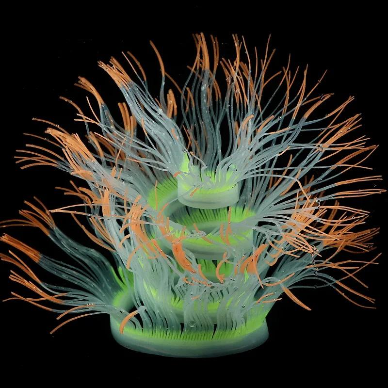 New Flexible Style Silicone Aquarium Coral Anemone Decoration Artificial Fish Tank Sea Anemone Ornament Glowing In Light