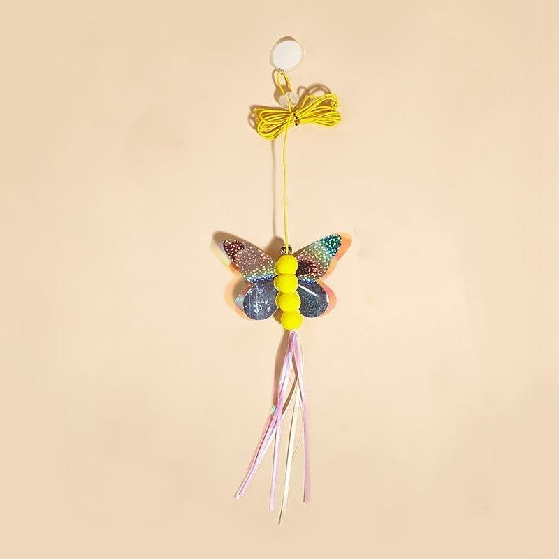 2pcs Butterfly Swing Cat Toys Interactive Hanging Door Feather Toys for Cats Teasing Adjustable Elastic Cats Toy Pet Products