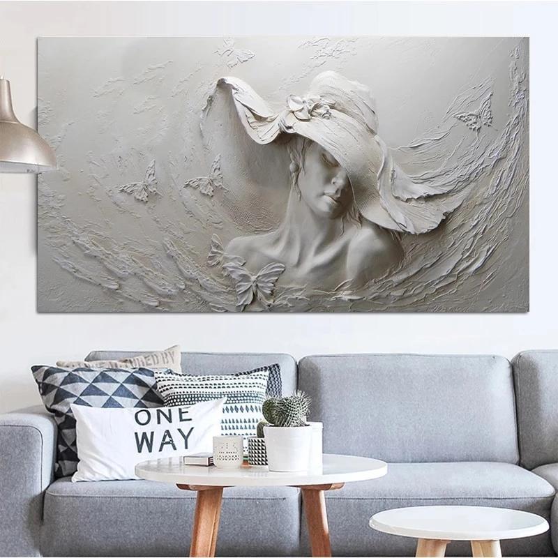 Retro Abstract Art Girl Canvas Painting Home Living Room Bedside Bedroom Decoration Wall Poster Flat Picture Creative Artwork