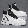 Autumn and winter new leather high-top Martin boots rotating button cover feet outdoor sports big yellow boots men's boots