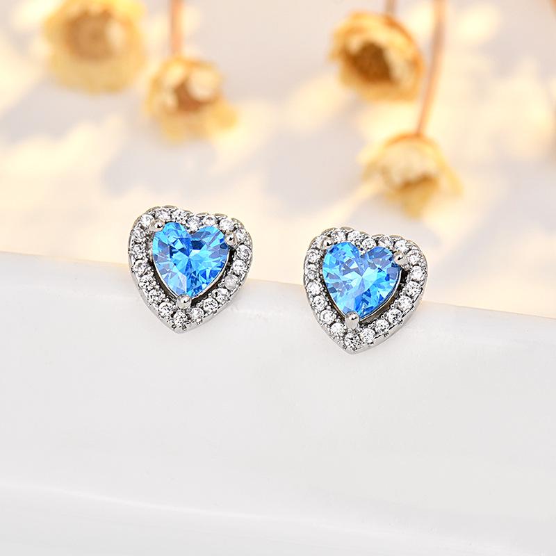 Twelve Constellations Heart-Shaped Stud Earrings with S925 Sterling Silver