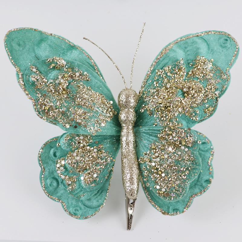 3D Double-Layer Gold Powder Butterfly Ornaments for Christmas Tree DIY Pendant
