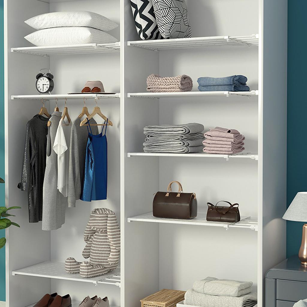 Adjustable Extendable Shelf No Punching Wall Mounted Rack Expandable Wardrobe Shelves Organizer for Bathroom Kitchen Living Room