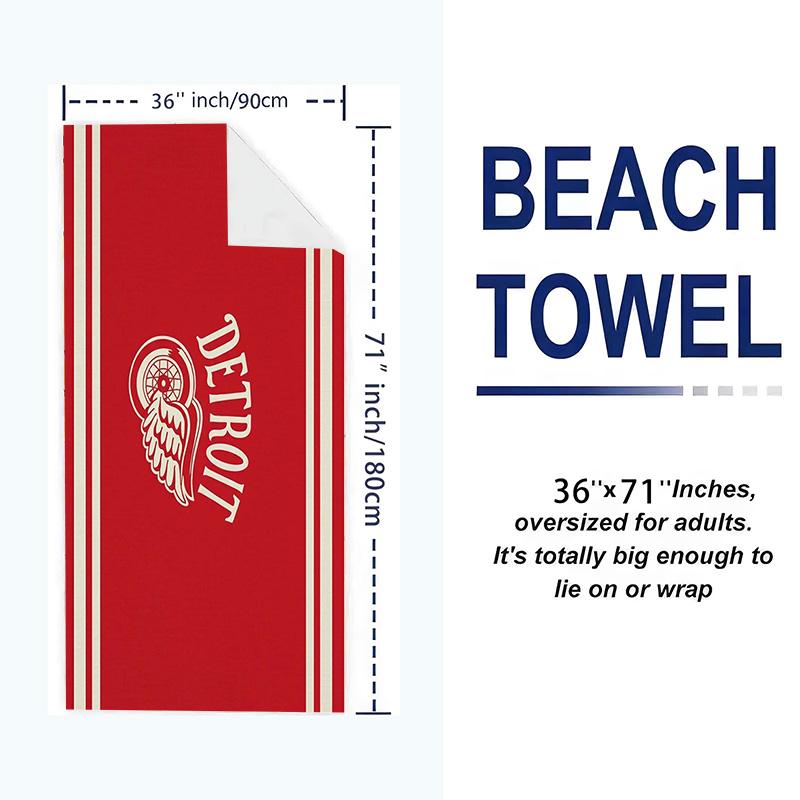 Detroit Red Wings Print Beach Towel, Large Soft Quick Dry Towel for Beach Camping Swimming