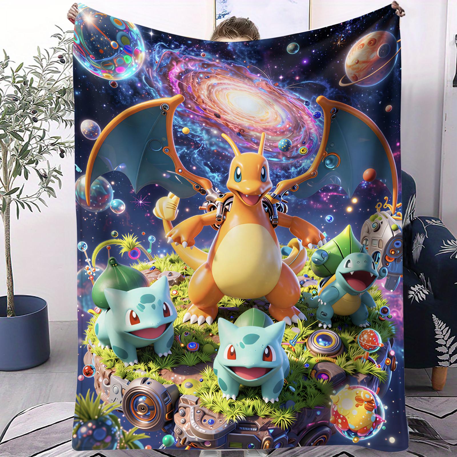 

Pokemon Mega Gathering Cute Pikachu Print Fleece Throw Blanket for Adult Quality Cozy Soft Warm Blanket for Travel Office Home 70x100cm