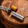 S999 sterling silver Tang grass pattern pendant necklace men and women couples retro old hollow can be opened lucky transfer pendant