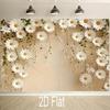 2D Beige Daisy Photography Backdrop, White Floral Wall Portrait Background