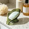 Self Draining Soap Holder Soap Box Clear Storage Tray Leaf Shape Soap Box Non-slip Laundry Soap Dish Storage Bathroom Gadgets