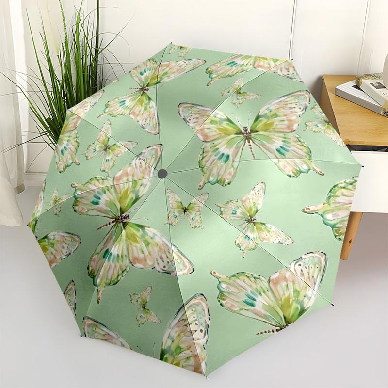 

1pc Butterfly Pattern Automatic Open/close Folding Umbrella, Compact Portable Travel Umbrella, Durable Construction yy251230084