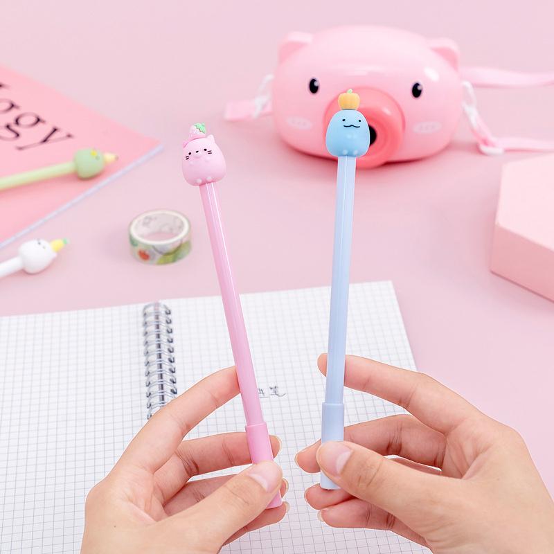 1 Piece Kawaii Gel Pen Korean Cartoon Creative Cute Fruit Head School Office Stationery
