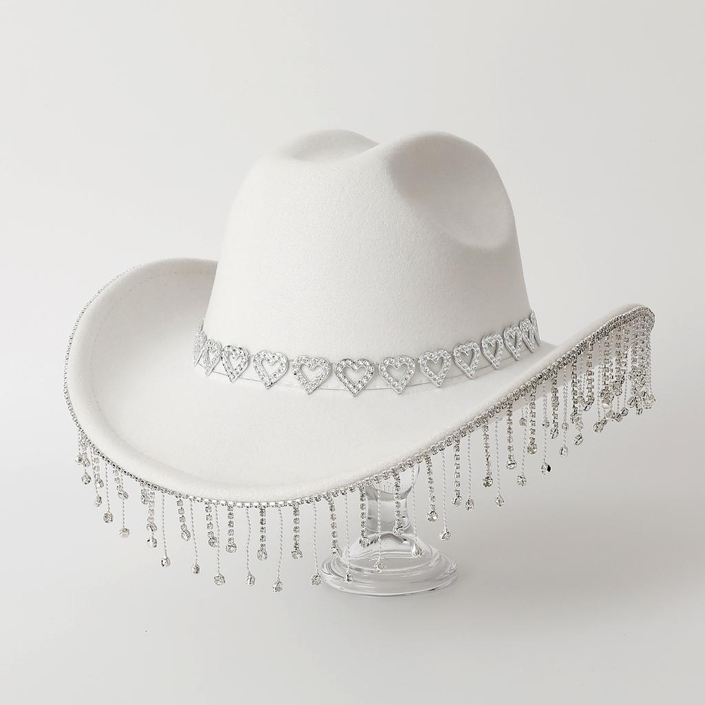 Heiß verkaufender Liebe Strass Fransen Western Cowboy Zylinder Party Party Lässiger Zylinder Hochzeit Jazzhut