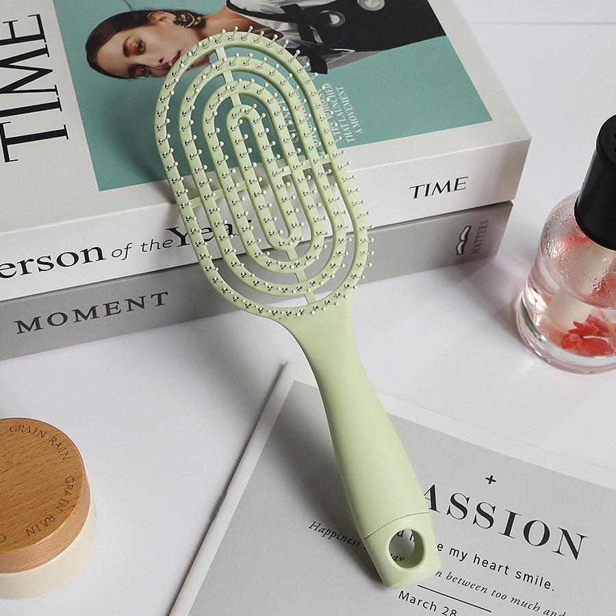 Pettine Massaggiante Curvo per Capelli Folti con Manico Lungo per Capelli Ricci