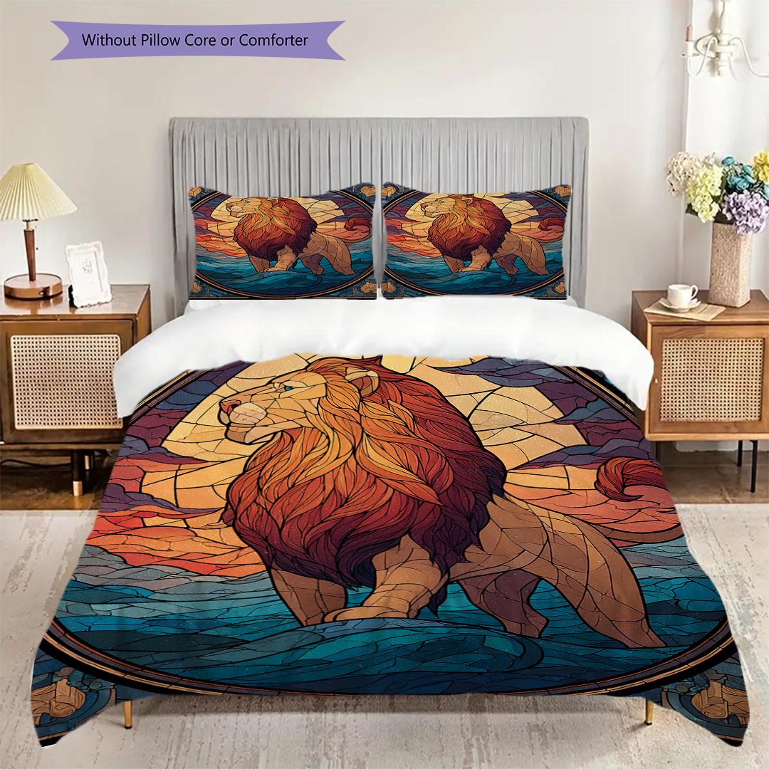 

Tiger Pattern Bedding Quilt Set Quilt Cover Pillowcase Home Decoration Birthday Gift (1 * duvet cover + 2 * pillowcase, without core) 135x200cm