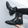 Fashion Classic Fashion Brown Boots for Men Pointed Toe Leather Ankle Boots Big Size 46 High-top Dress Shoes with Casual Business Shoes