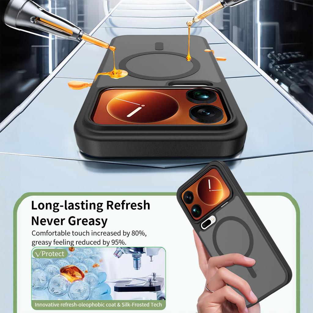 Cilt Hissi Manyetik Telefon Kılıfı Xiaomi 17 Pro Max İçin Magsafe Kablosuz Şarj TPU Çerçeve Sert Plastik Arka Kapak Coque Fundas