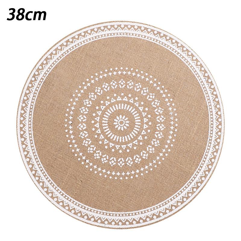 Boho Mandala Round Placemats Heat-Resistant Linen-Cotton Table Mats Washable Non-Slip Dining Decor