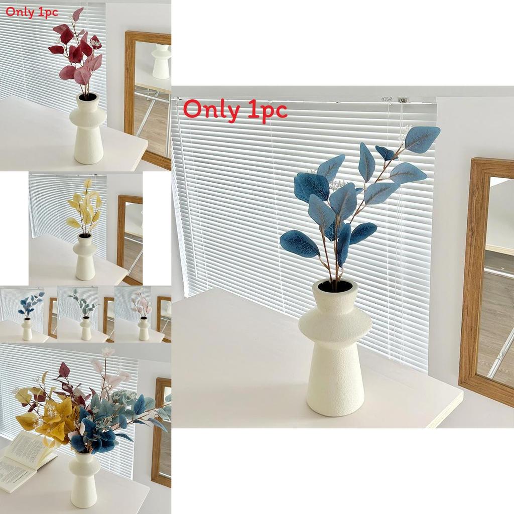 Realistic Eucalyptus Apple Leaf Silk Floral Stems For Photography Props Outdoor Use