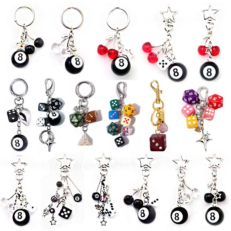 Fashionable Irregular Shape Dice Billiard Bag Pendant Metal Keychain - Hot Selling