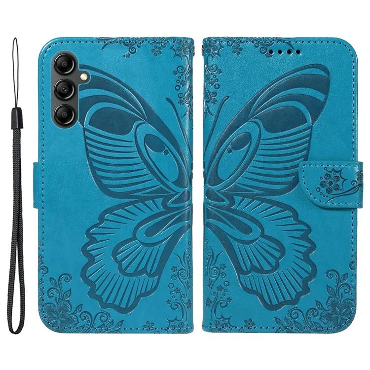 

For Samsung Galaxy A55 5G Case Butterfly Imprint Leather Wallet Phone Cover with Strap
