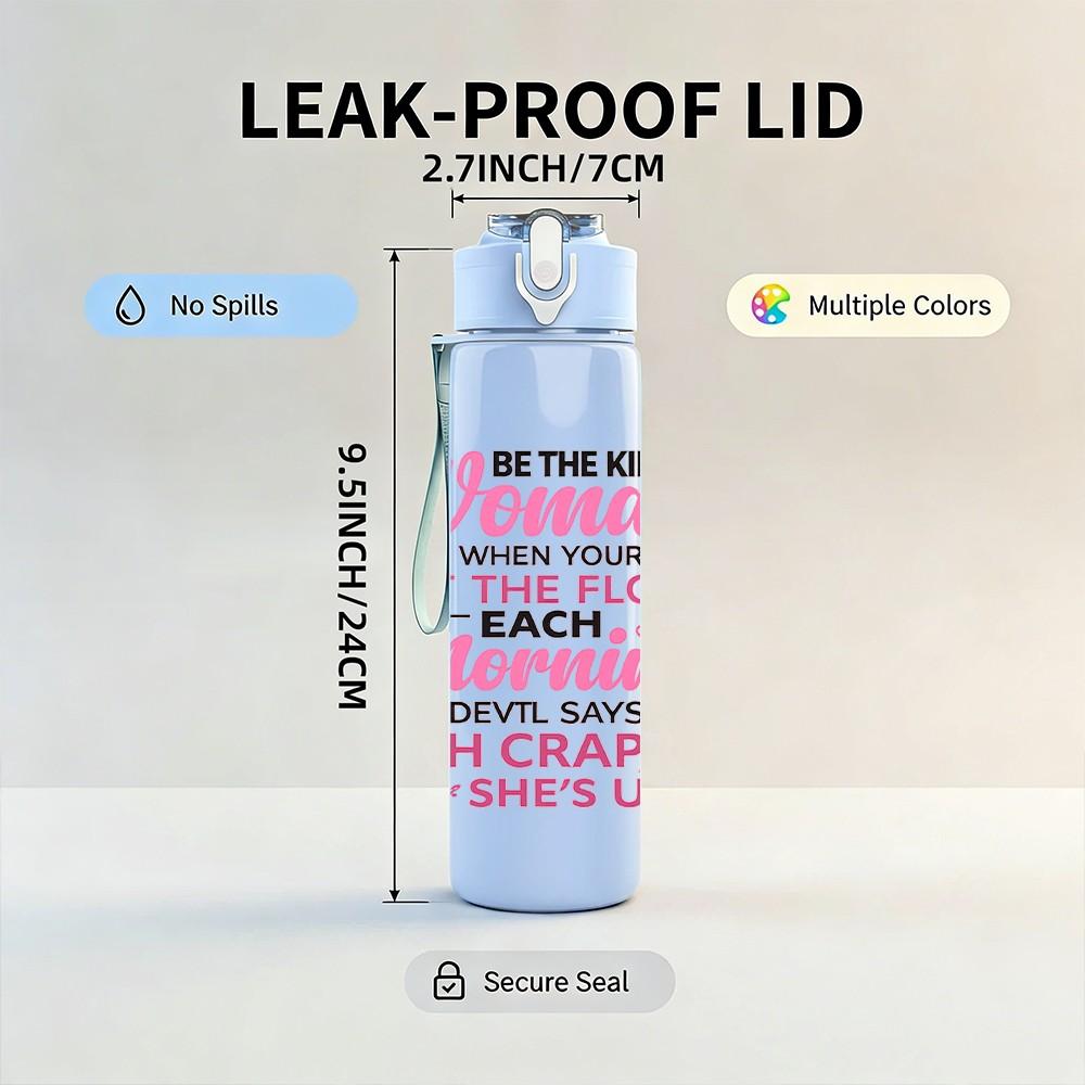 1PC The Truth Of The Gospel Pink Slogan Print 750ml Color Plastic Sports Water Bottle Leakproof Flip Straw Lid Suitable for Sports Office Home Use