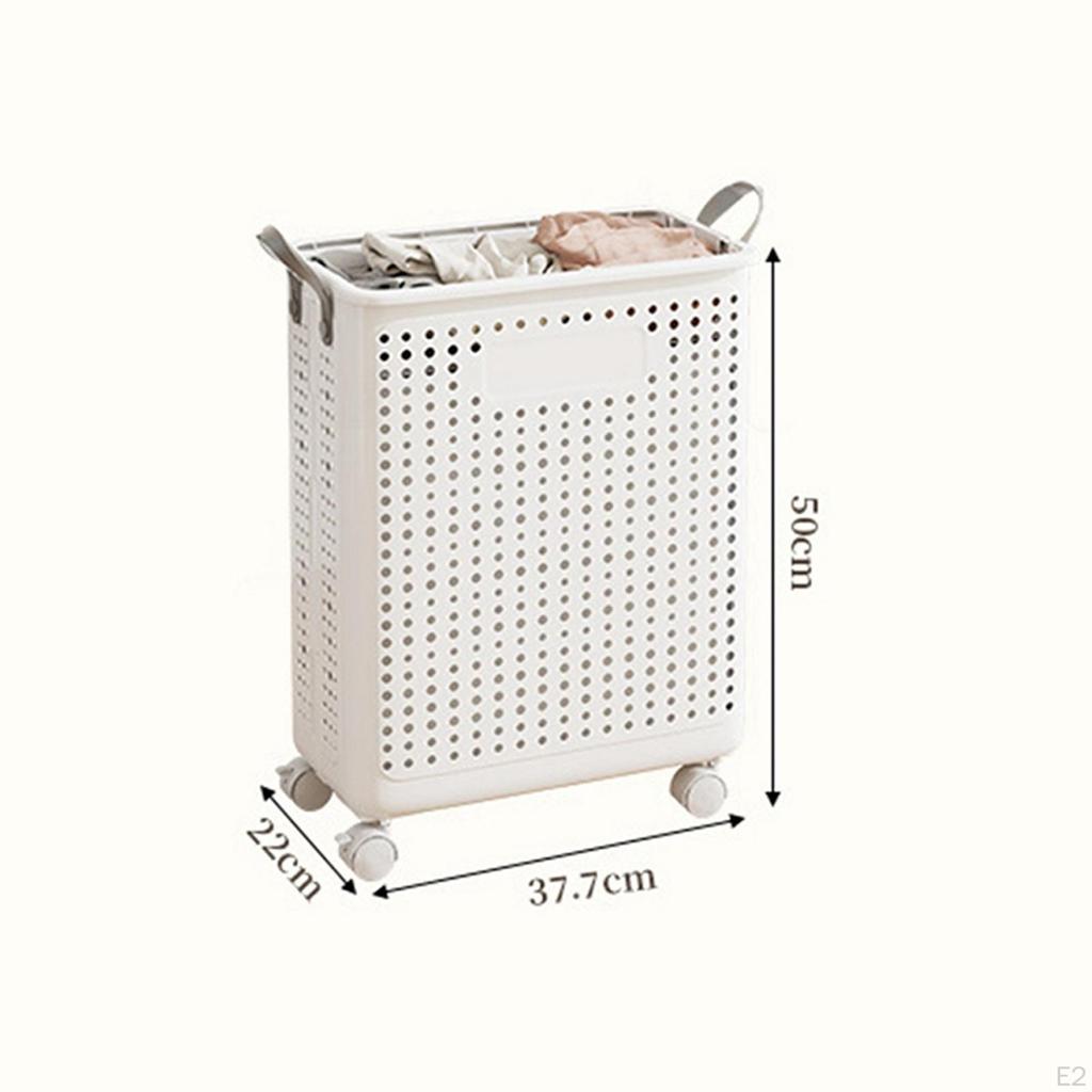 Collapsible Laundry Hamper, Basket with Wheels, Clothes Hanger, Hollowed Out Shopping Bag
