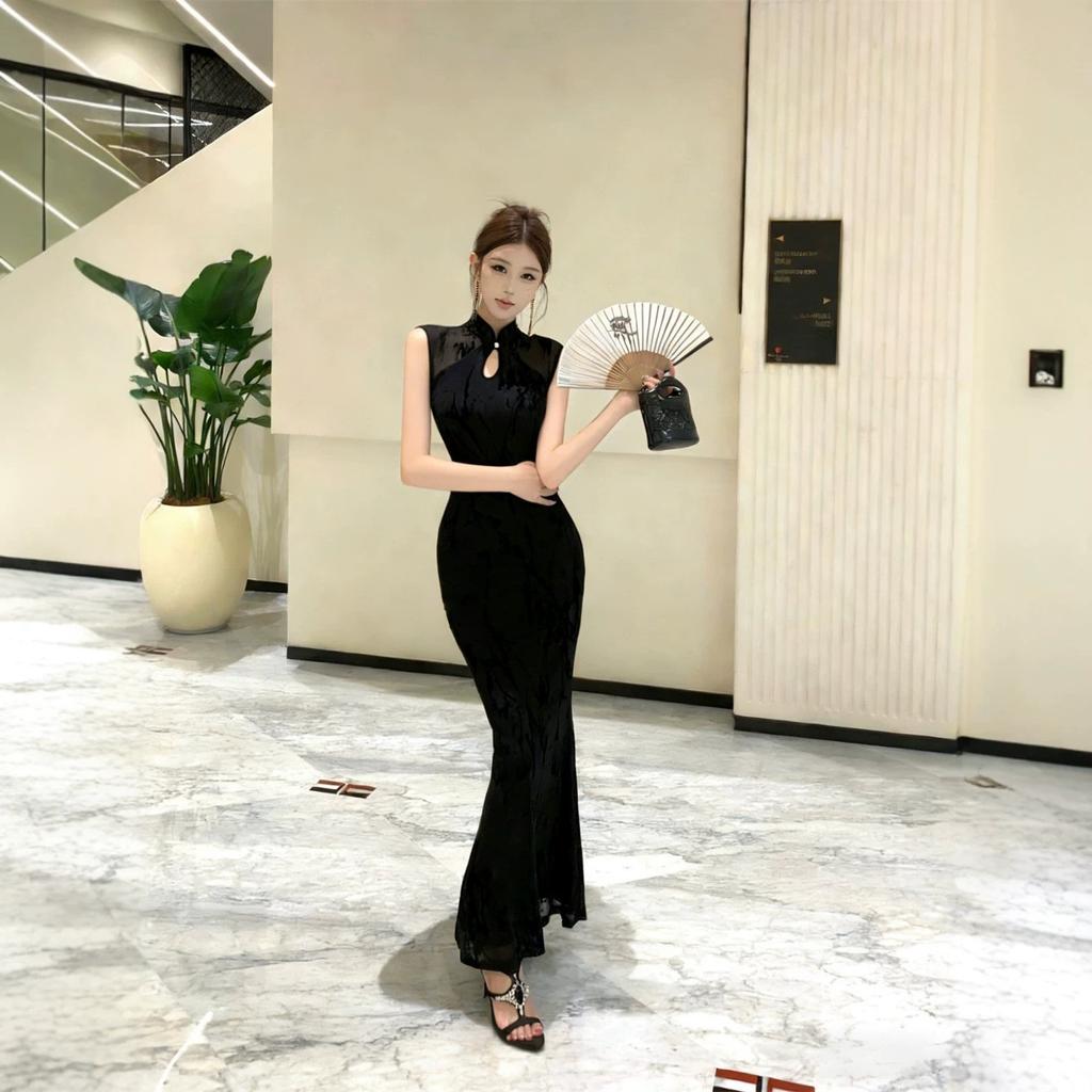 New Chinese-style Improved Cheongsam Dress for Women's Summer New High-end Temperament Slim-fitting Sexy Hip-wrapped Dress