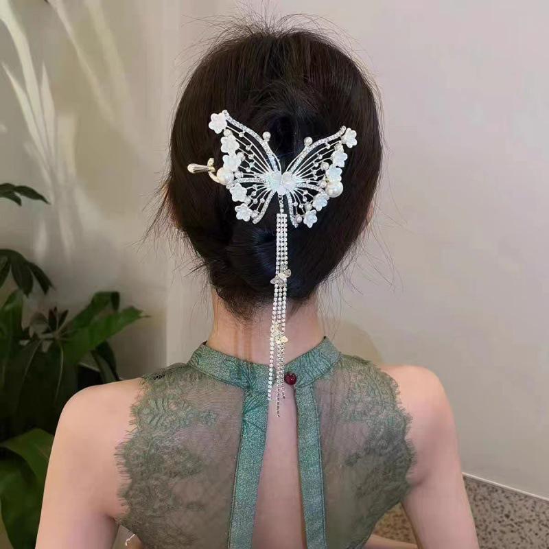 Lily of the Valley Hanfu Hairpin: Women's Elegant Tassel Bun Clip Hair Accessory