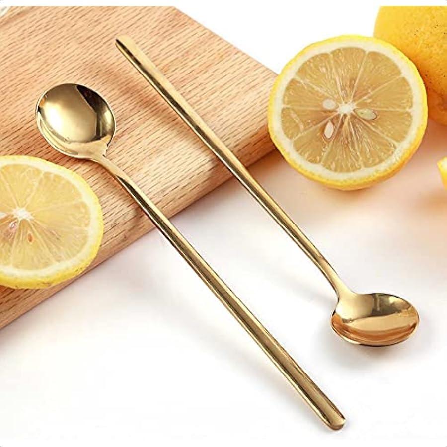 

4 PCS 6.7 Inches Coffee Tea Spoons Long Handle Gold Ice Tea Espresso Stainless Steel Long Spoons for Stirring United States