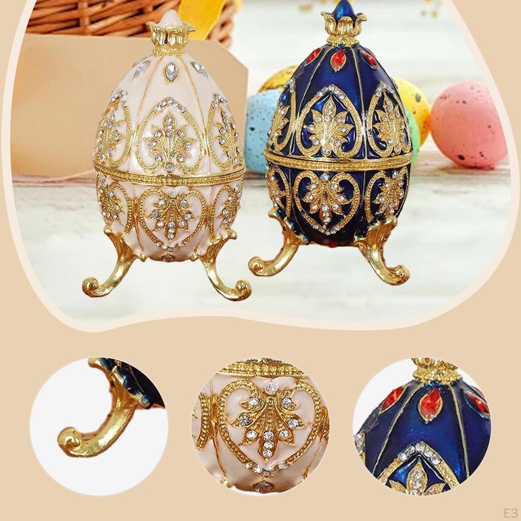 Easter Egg Trinket Box Enamel Jewelry Art Craft Birthday Gift Keepsake Zinc Alloy Tabletop