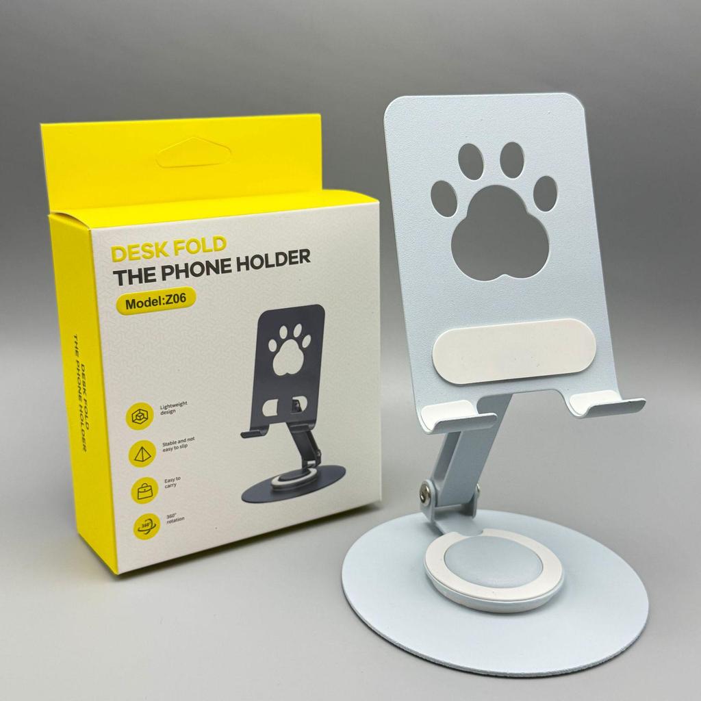 Cat Paw Metal Phone Holder: 360° Rotating Stand for Hands-Free Viewing & Streaming
