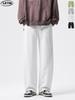 LKTM Men's Autumn/Winter Heavyweight Loose Straight-Leg Sweatpants with Drawstring and Curved Blade Design.