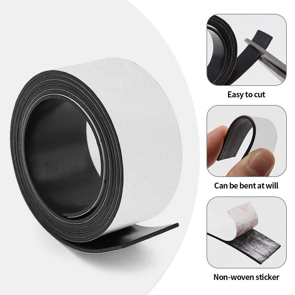 Self Adhesive Magnet Strip Rubber Magnet Tape Strong Flexible Magnet Stripe for Refrigerator Photo Posters Free Cutting DIY