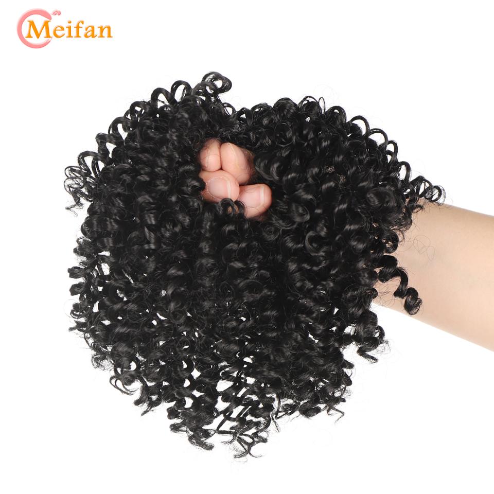 Synthetic Hair Bun Afro Kinky Short Curly Chignon Hairpieces For Women Black Elastic Rubber Band Hair Extensions
