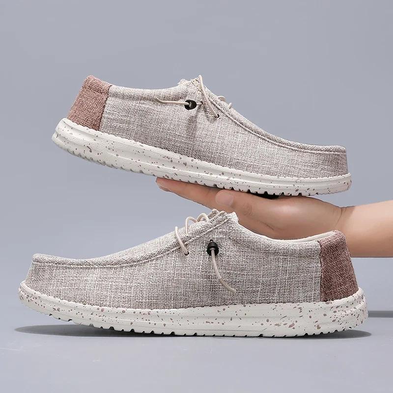 

Мужская парусиновая обувь Мужские мокасины Легкие мягкие подошвы дышащие без застежек для ходьбы повседневные туфли для мужчин обувь большой размер 48 48 хаки