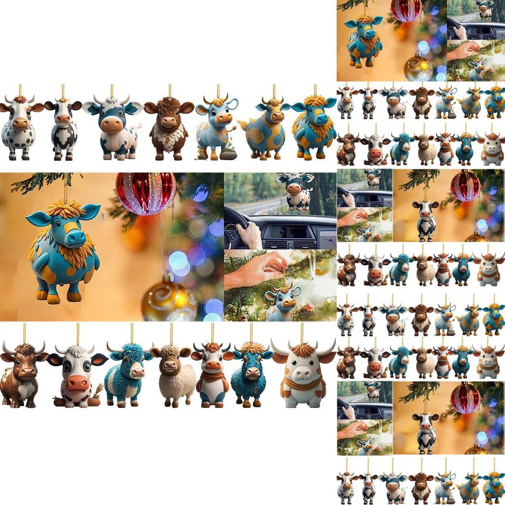 Colorful Cartoon Cow Car Hanging Ornament For Christmas Tree Home Decor