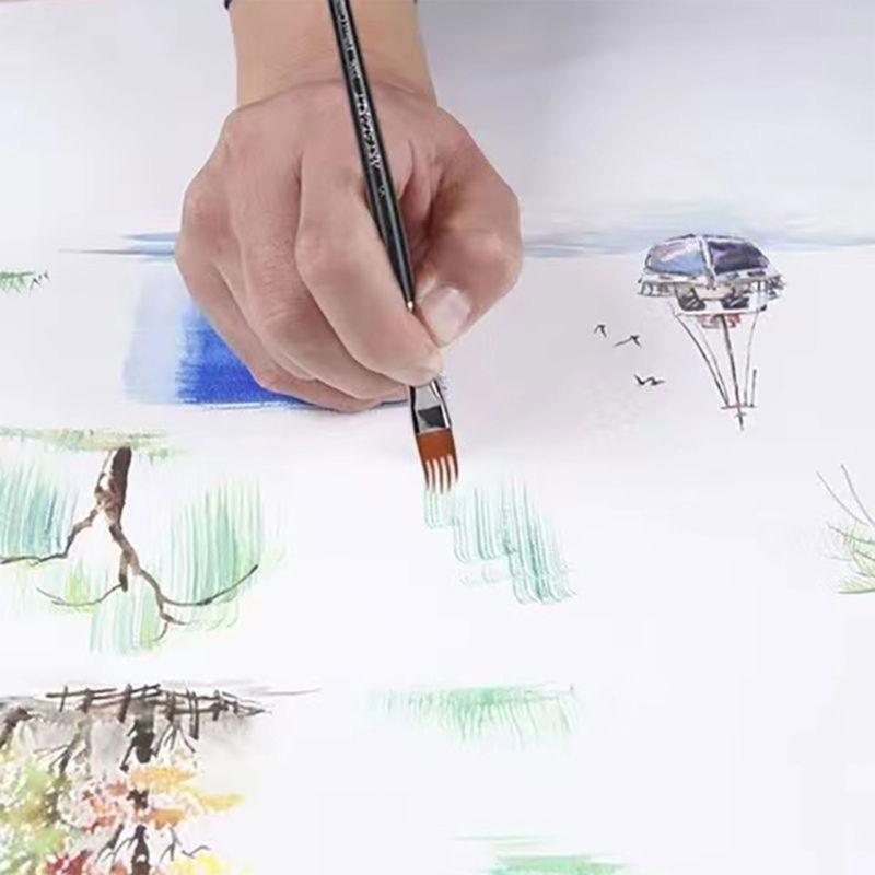 Artist Art Brush Multipurpose Oval Head Watercolor Brush For Chinese Inks Wash Painting Detailing Blending Work