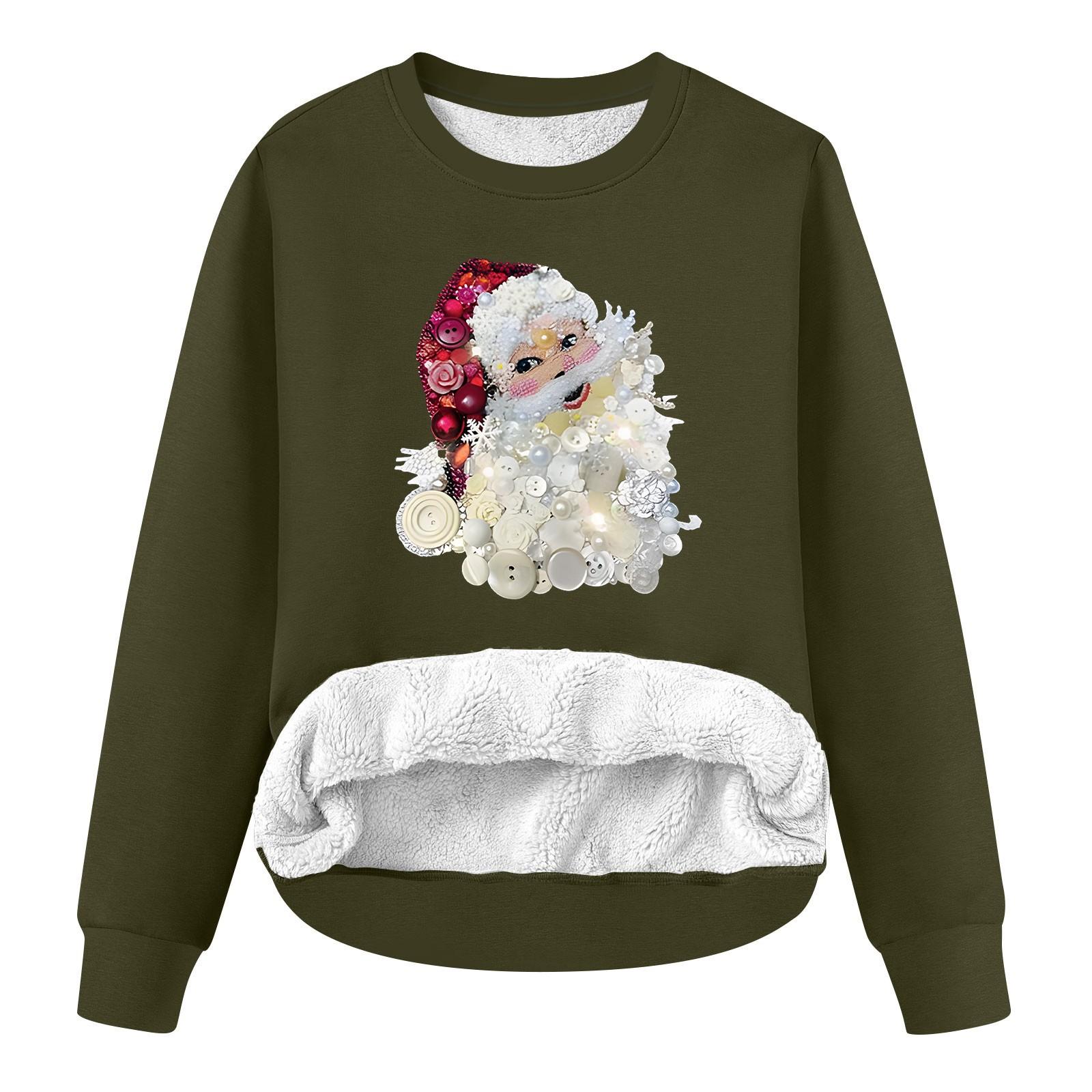 

Женский модный свободный флисовый свитер с круглым вырезом и длинными рукавами с рождественским принтом L коричневый