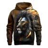Fierce Animal Lion Pattern 3D Digital Printing Men's Fashionable Hooded Sweatshirt