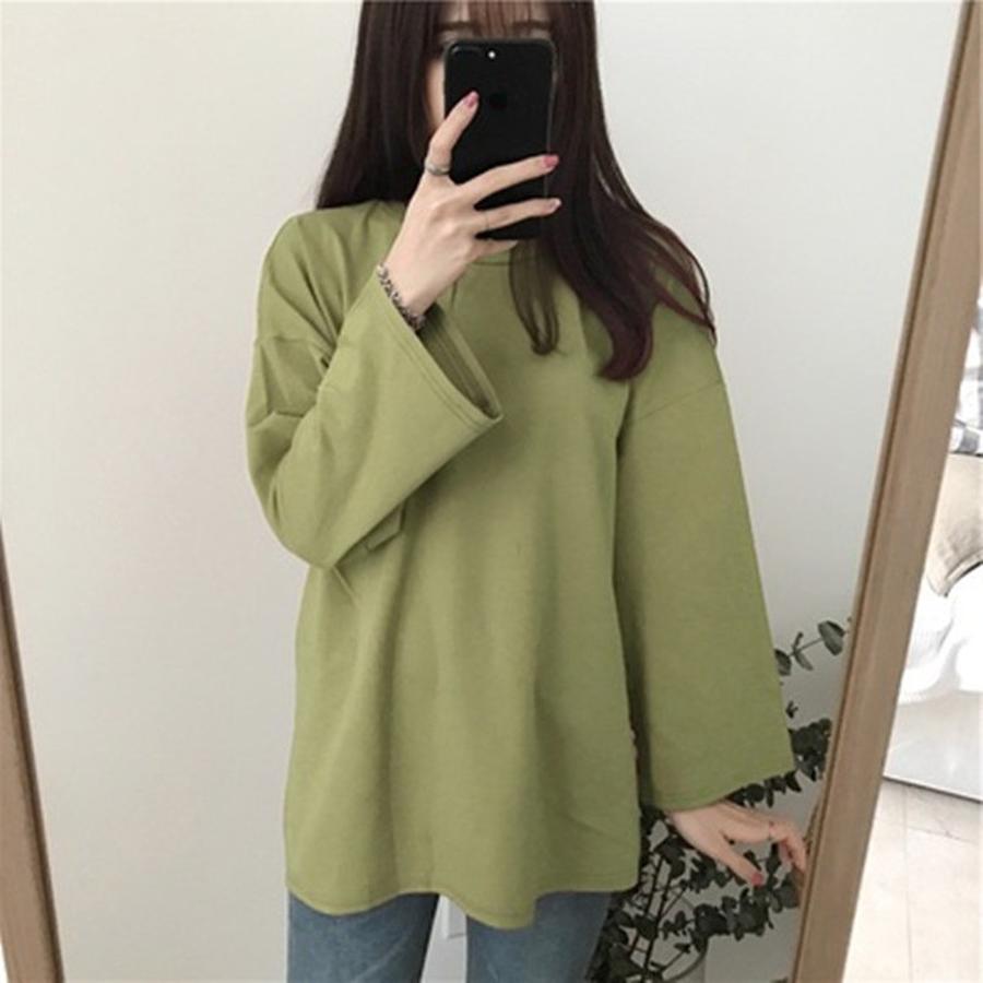 

Solid Long Sleeve T-Shirt Women Autumn New Korean Style Loose Casual Slim Fit Undershirt Student Top XXL шемрок зелений колір