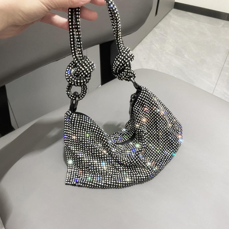 Women'S Bag, Rhinestone Armpit Bag, Diamond-Encrusted Handbag, Pink Bag, Hand-Carried Small Bag, Women'S Bag.