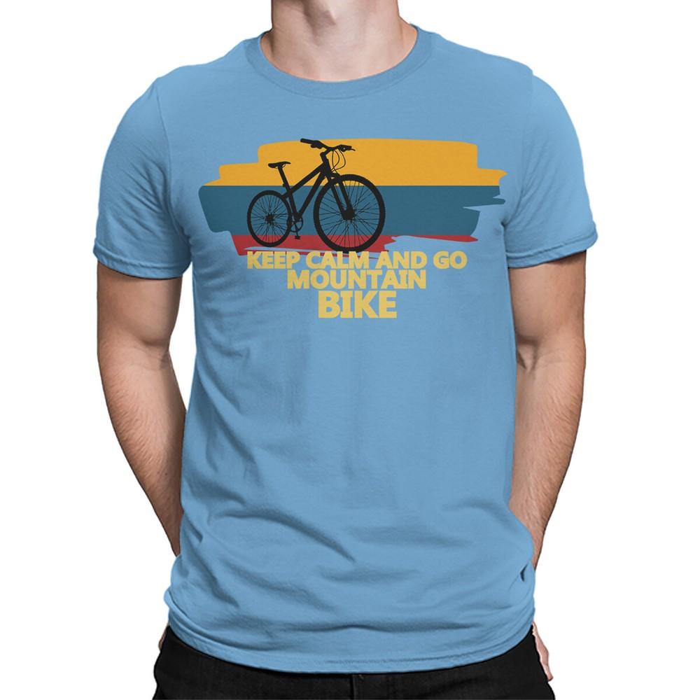 Keep Calm And Go Mountain Bike Mens T Shirt Cycling Lovers Quote Tee Top 2XL
