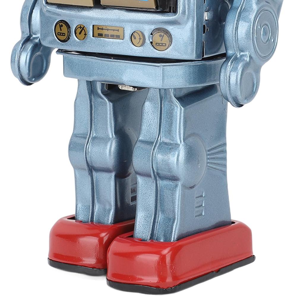 Rotating Robot Tin Toy, Interesting Electric Nostalgic Metal Tin Robot Toy for Kids and Adults (Blue)