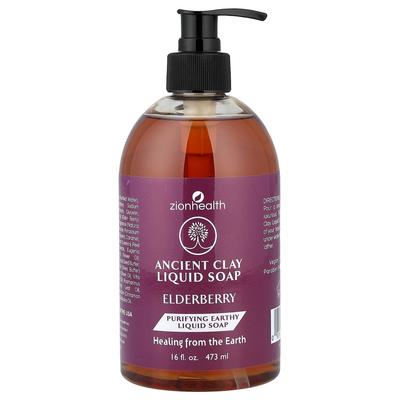 Zion Health Ancient Clay Liquid Soap, Elderberry, 473ml (16 Fl Oz)