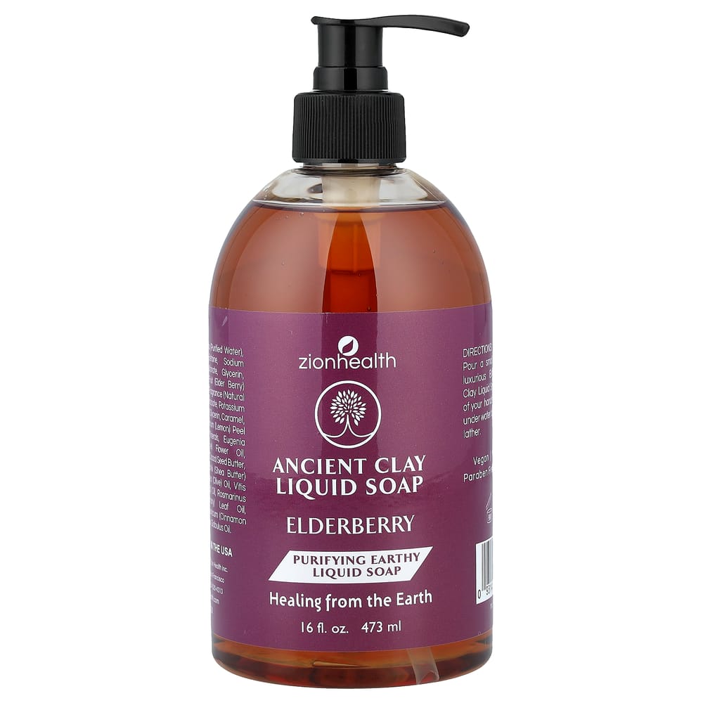 Zion Health Ancient Clay Liquid Soap, Elderberry, 473ml (16 fl oz)