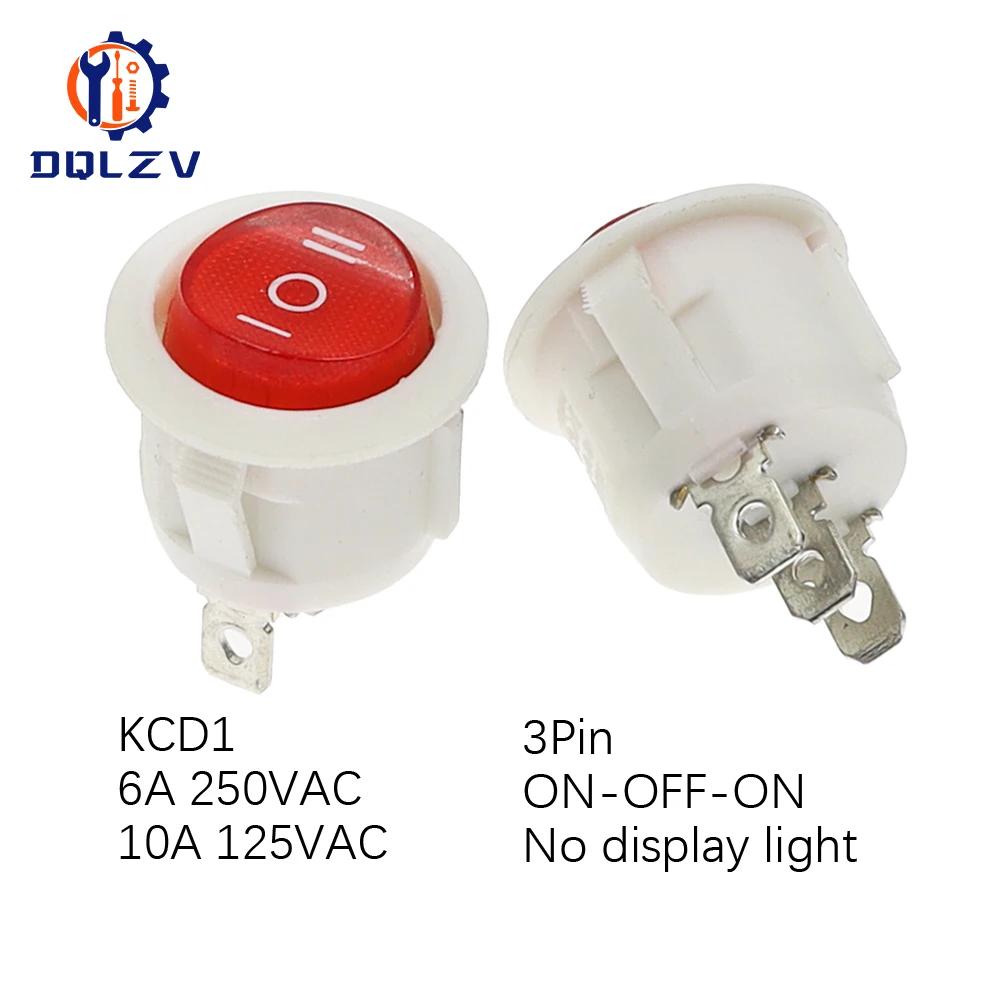 22mm Red Black White ON/OFF Round Rocker Toggle Switch 6A/250VAC 10A 125VAC Power Switch Cap with Plastic Push Button Switch